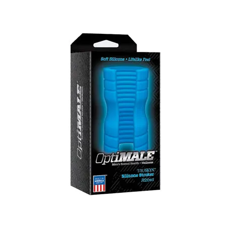 dj Male Sex Toys OptiMALE TRUSKYN Silicone Stroker Ribbed Blue
