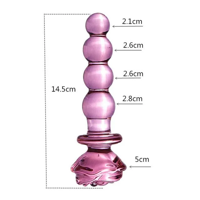 Anal House of Dasein NonVibrating Butt Plugs Pink Rose Smooth Anal Beads Butt Plug Glass Dildo