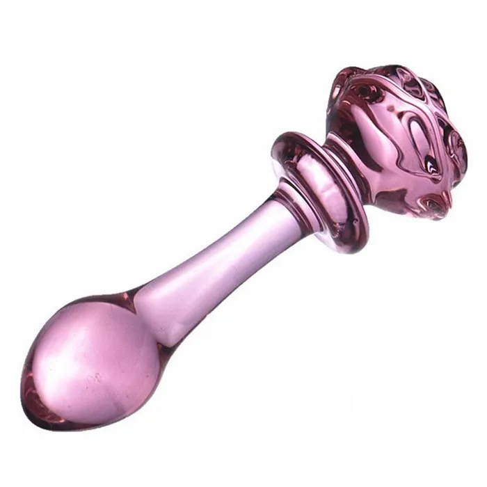 Anal House of Dasein NonVibrating Butt Plugs Pink Rose Smooth Anal Beads Butt Plug Glass Dildo