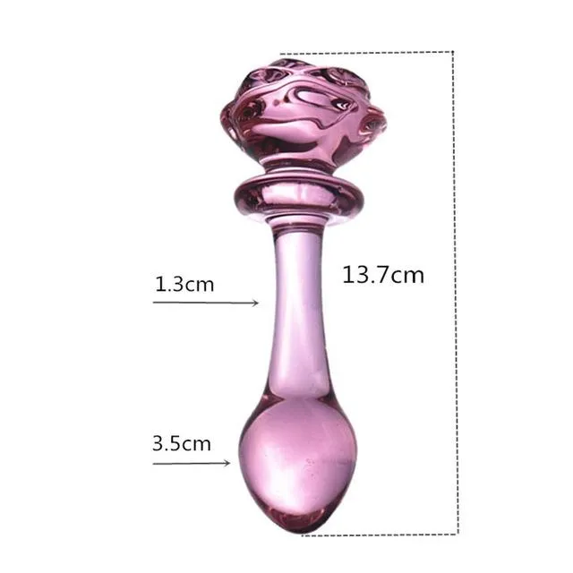 Anal House of Dasein NonVibrating Butt Plugs Pink Rose Smooth Anal Beads Butt Plug Glass Dildo