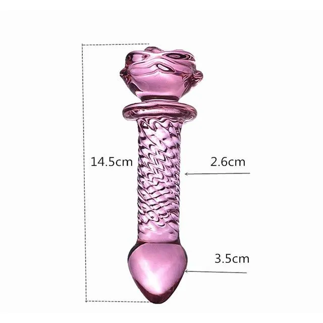 Anal House of Dasein NonVibrating Butt Plugs Pink Rose Smooth Anal Beads Butt Plug Glass Dildo