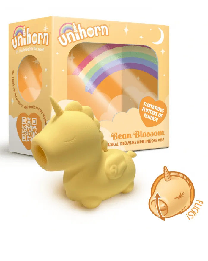 Female Sex Toys Creative Conceptions Bean Blossom Unicorn Shaped Licking Tongue Vibrator Yellow