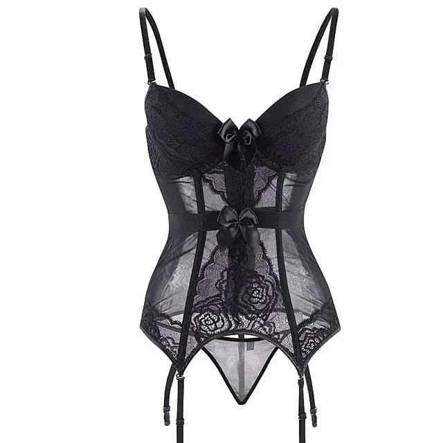 Vibrators Corsets Bustiers Sheer Bustier Garter Belt Purple Red White Blue Black Sexy Lingerie Women House of Dasein