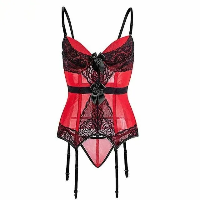 Vibrators Corsets Bustiers Sheer Bustier Garter Belt Purple Red White Blue Black Sexy Lingerie Women House of Dasein