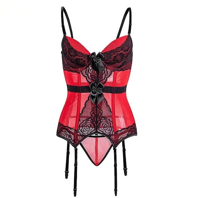 Vibrators Corsets Bustiers Sheer Bustier Garter Belt Purple Red White Blue Black Sexy Lingerie Women House of Dasein