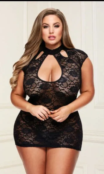 Baci Lingerie Female Sex Toys Baci Lingerie Lace Keyhole Mini Dress with Matching GString Black 2 Piece Set Queen Size Baci Lingerie Female Sex Toys Baci Lingerie Lace Keyhole Mini Dress with Matching GString Black 2 Piece Set Queen Size