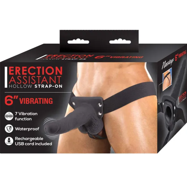 Erection Assistant 6 inch USB RECHARGEABLE HOLLOW STRAPON 6 inch VIBRATING Black Nasstoys Anal Erection Assistant 6 inch USB RECHARGEABLE HOLLOW STRAPON 6 inch VIBRATING Black Nasstoys Anal