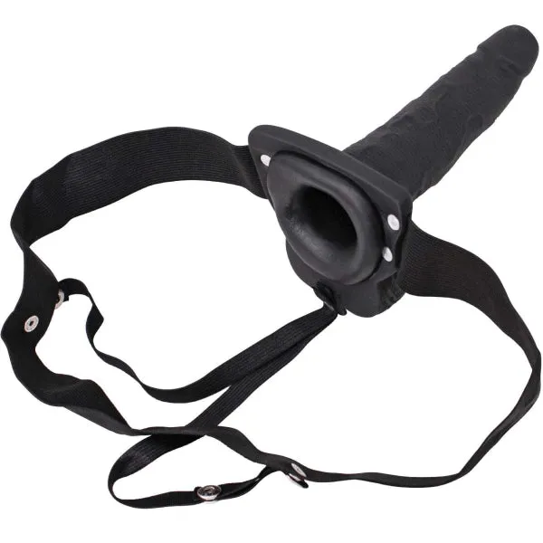 Erection Assistant 6 inch USB RECHARGEABLE HOLLOW STRAPON 6 inch VIBRATING Black Nasstoys Anal