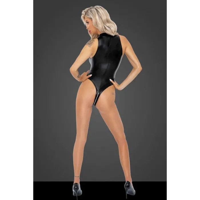 Female Sex Toys Noir Powerwetlook Body with Front Zipper Large Black