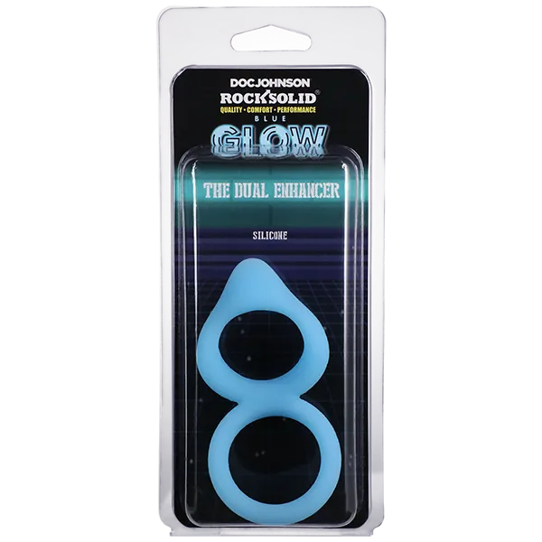 Vibrators Doc Johnson Rock Solid Dual Enhancer Ring Blue Glow Vibrators Doc Johnson Rock Solid Dual Enhancer Ring Blue Glow