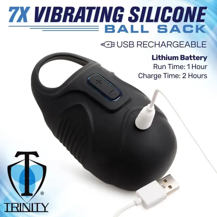 7x Vibrating Silicone Ball Sack Trinity Vibes Male Sex Toys