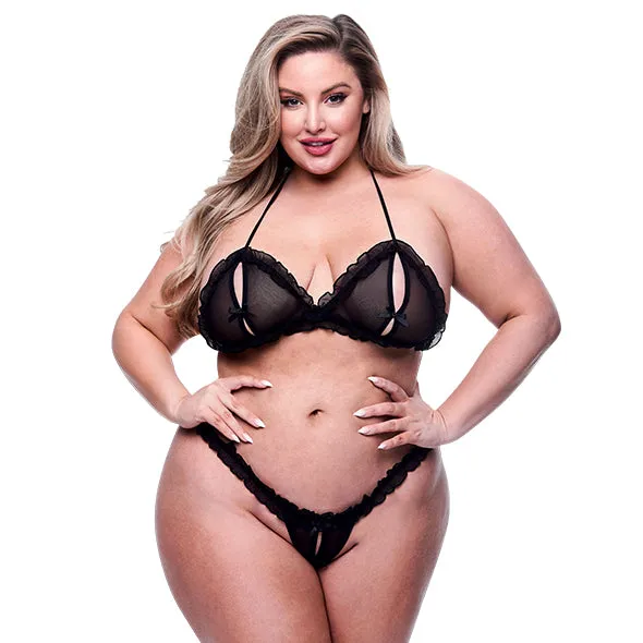 Anal Lucidtoys Baci 2pc Peekaboo Bra Crotchless Gstring Set Queen