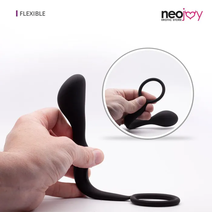 Anal Neojoy Neojoy Butt Plug Silicone Black With Cock Ring 31 Inch 8 cm