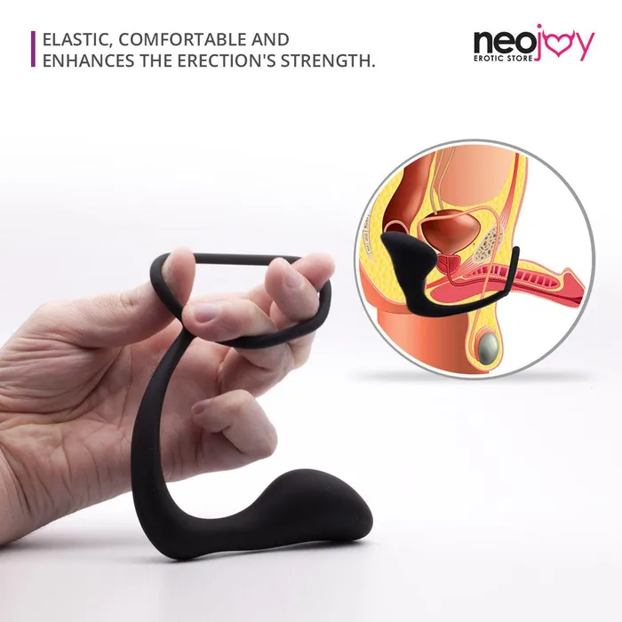 Anal Neojoy Neojoy Butt Plug Silicone Black With Cock Ring 31 Inch 8 cm