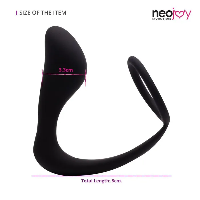 Anal Neojoy Neojoy Butt Plug Silicone Black With Cock Ring 31 Inch 8 cm