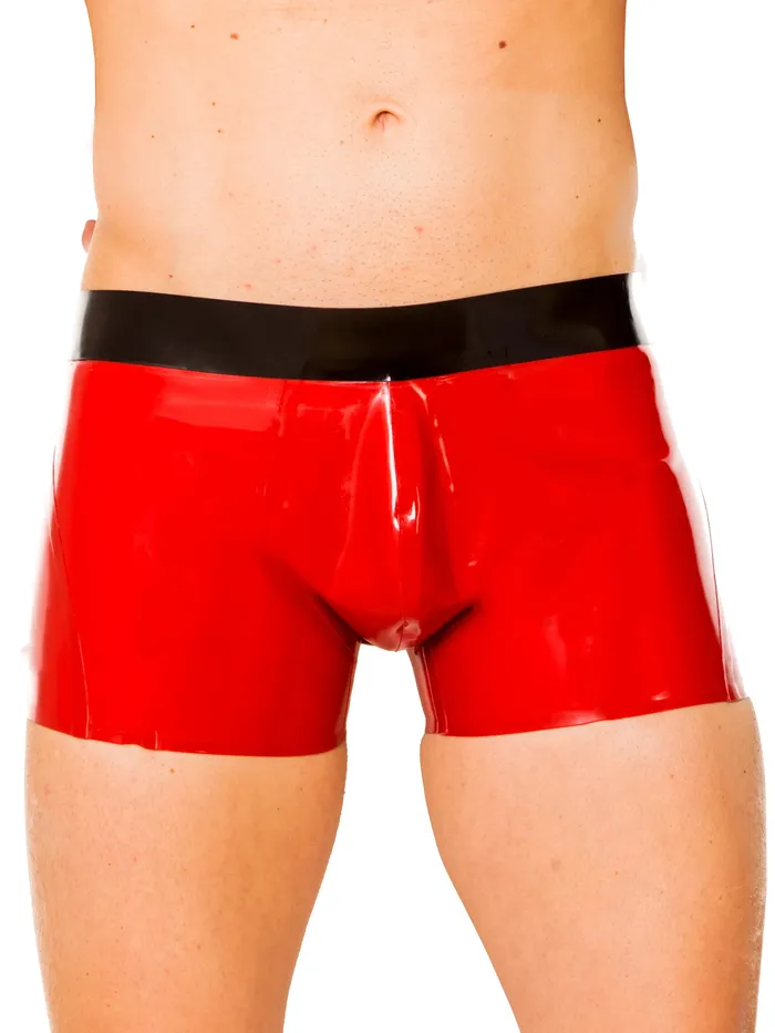 HonourSkintwocom Anal Red Black Ultimate Latex Shorts
