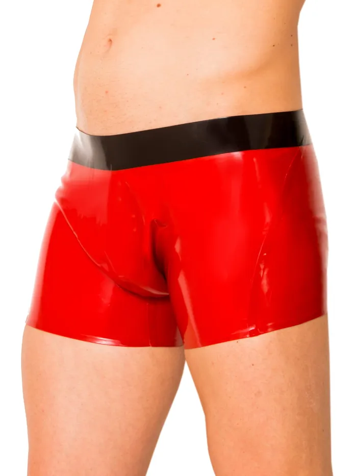 HonourSkintwocom Anal Red Black Ultimate Latex Shorts