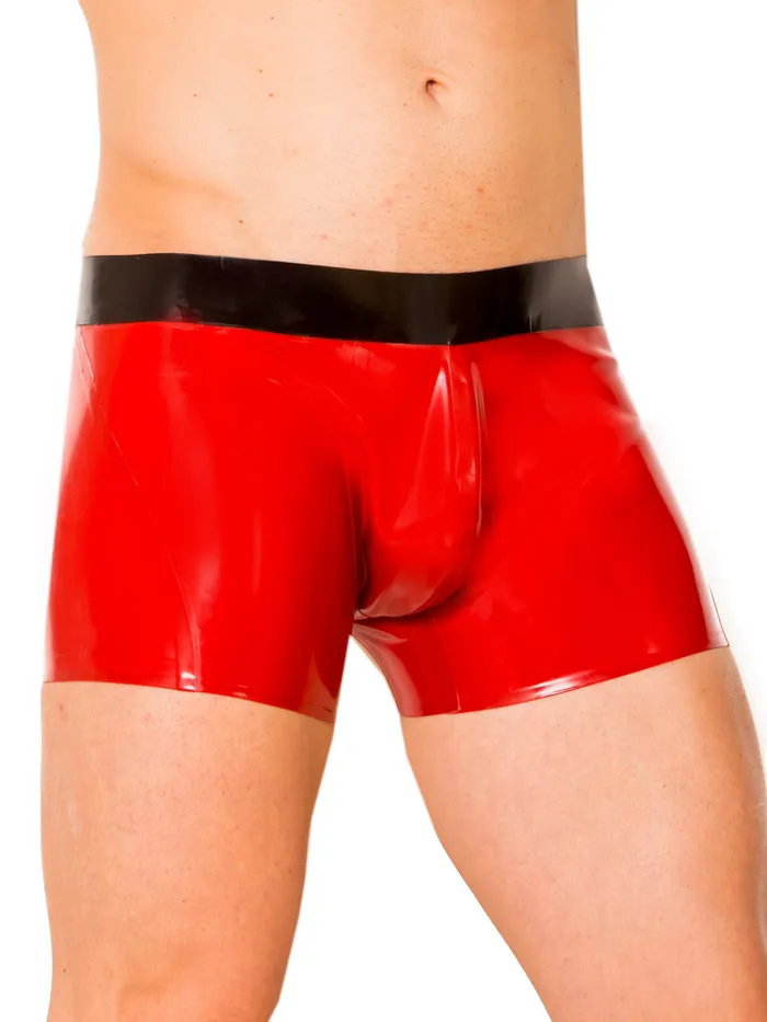 HonourSkintwocom Anal Red Black Ultimate Latex Shorts