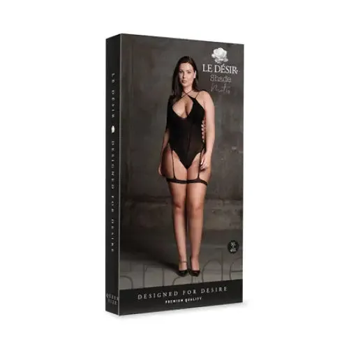 SHOTS AMERICA Vibrators Shots Le Desir Shade Metis XVI Bodysuit with Garters Crossed Neckline Black Queen Size SHOTS AMERICA Vibrators Shots Le Desir Shade Metis XVI Bodysuit with Garters Crossed Neckline Black Queen Size