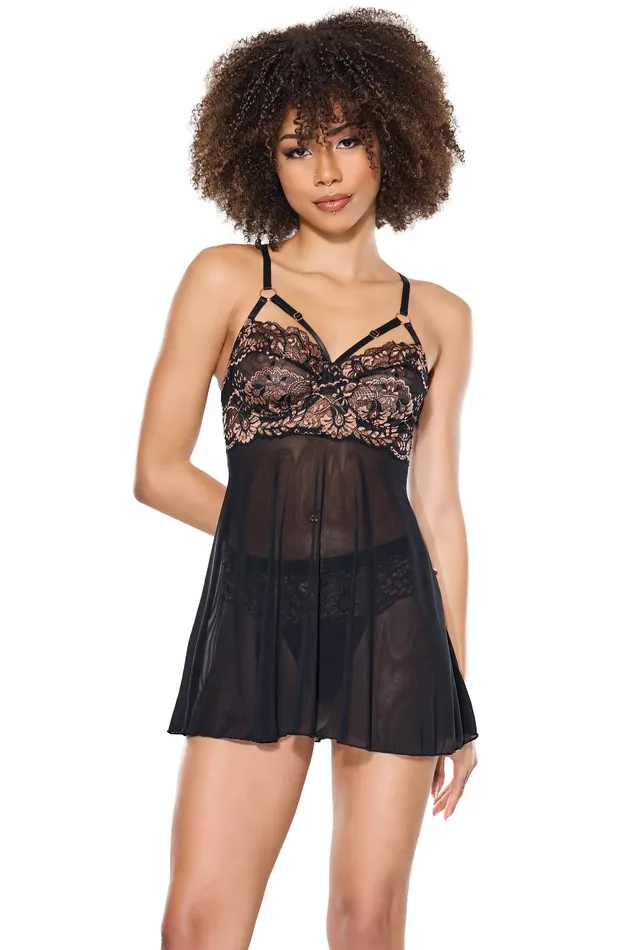 Anal Coquette Coquette 24302 Babydoll Thong Black