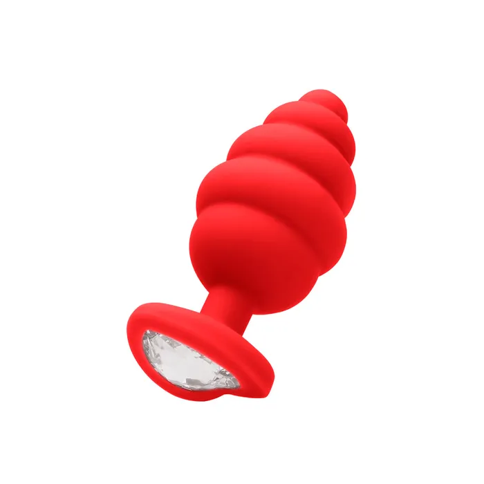 Anal Shots Toys Shots Ouch Ribbed Diamond Heart Plug Regular Red