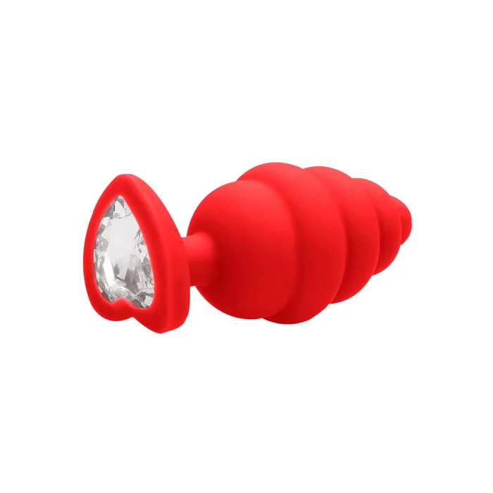 Anal Shots Toys Shots Ouch Ribbed Diamond Heart Plug Regular Red
