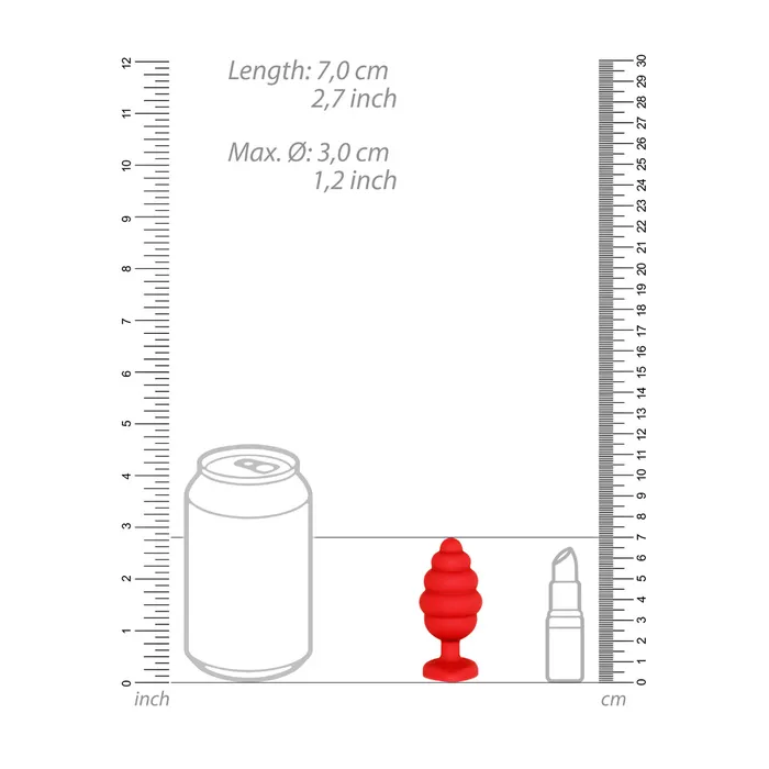 Anal Shots Toys Shots Ouch Ribbed Diamond Heart Plug Regular Red