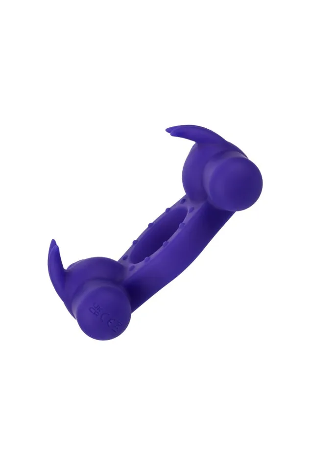 Cal Exotics Couples Enhancer Silicone Rechargeable Triple Orgasm Cock Ring Purple Cal Exotics Vibrators