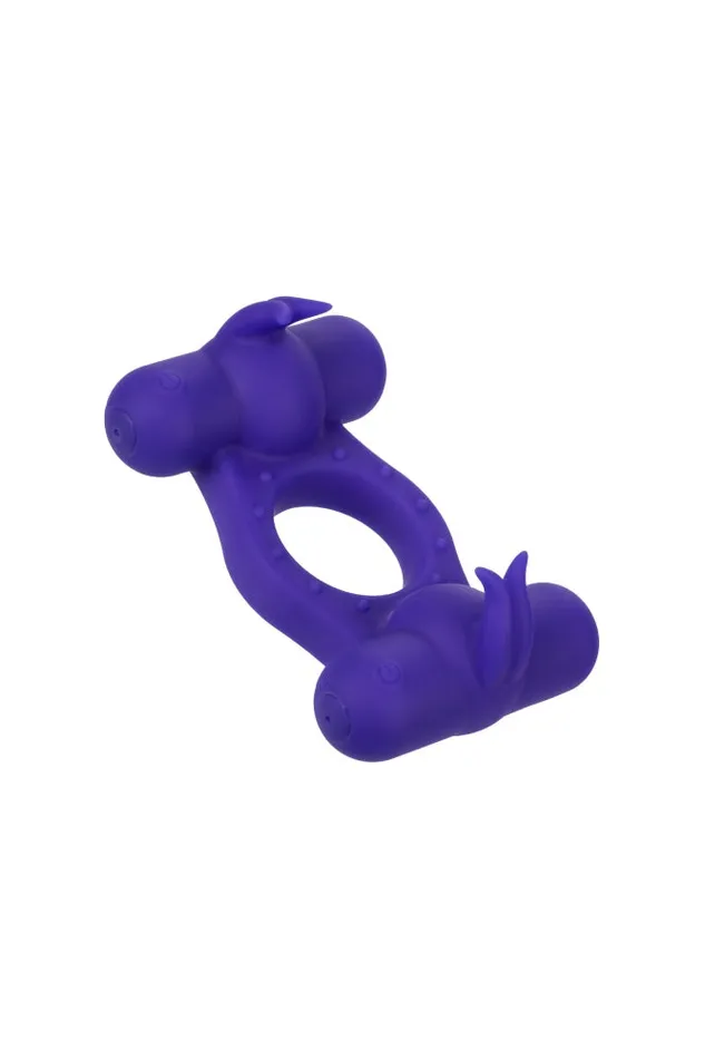 Cal Exotics Couples Enhancer Silicone Rechargeable Triple Orgasm Cock Ring Purple Cal Exotics Vibrators