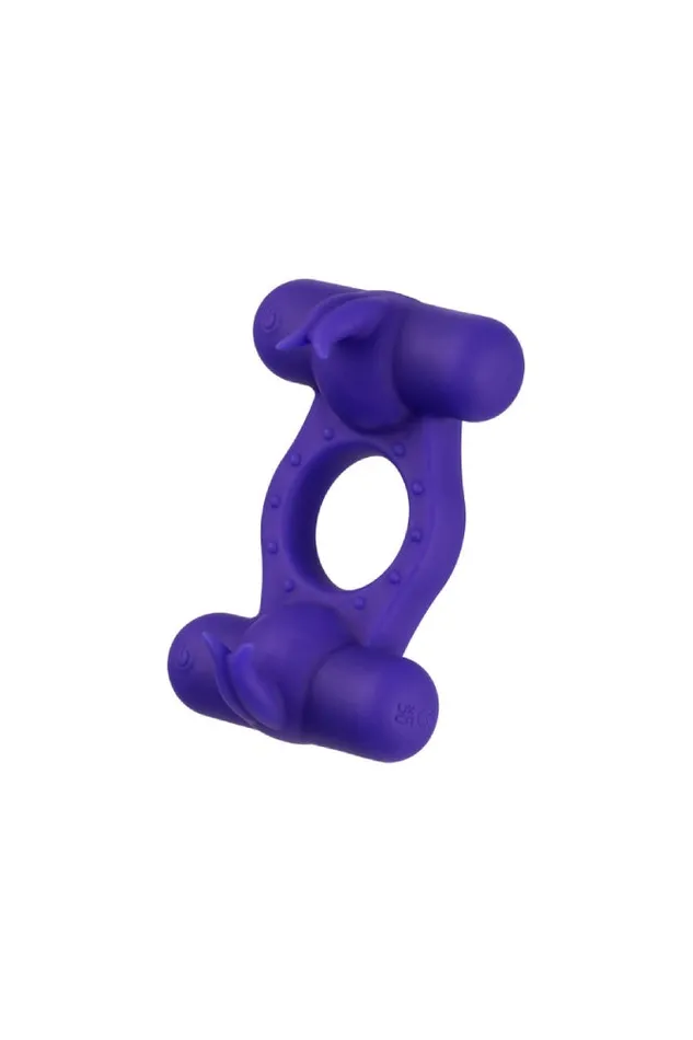 Cal Exotics Couples Enhancer Silicone Rechargeable Triple Orgasm Cock Ring Purple Cal Exotics Vibrators