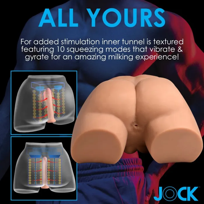 CURVE TOYS Male Sex Toys Curve Toys Jock Vibrating Squeezing Male Masturbator With Poseable Dildo Light