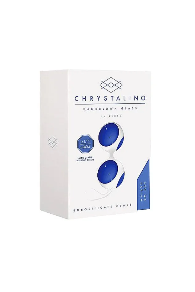 Dildos Shots Toys Chrystalino Glass Ben Wa Balls Blue Assorted Sizes Shots Toys