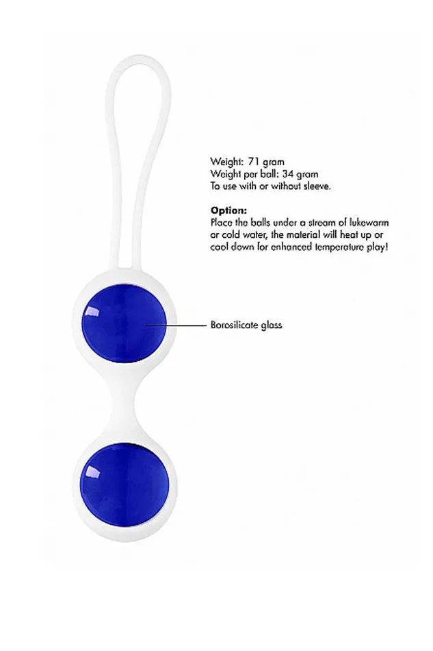 Dildos Shots Toys Chrystalino Glass Ben Wa Balls Blue Assorted Sizes Shots Toys