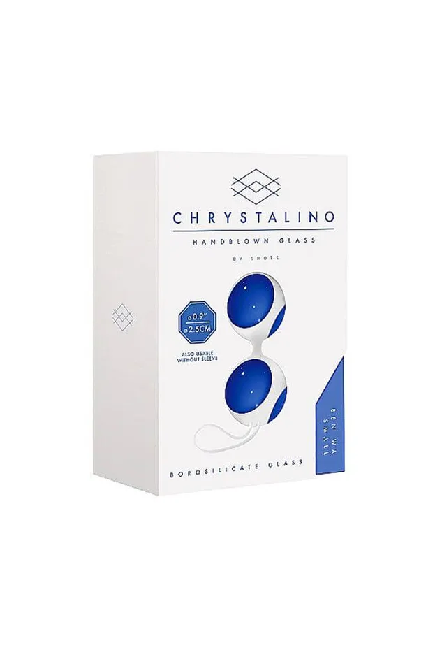 Dildos Shots Toys Chrystalino Glass Ben Wa Balls Blue Assorted Sizes Shots Toys