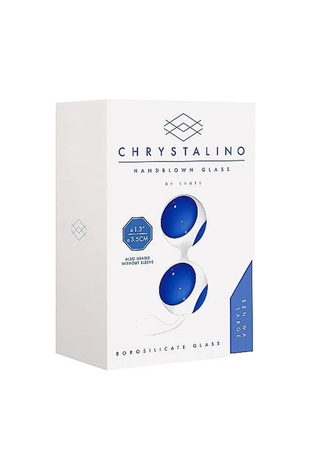Dildos Shots Toys Chrystalino Glass Ben Wa Balls Blue Assorted Sizes Shots Toys