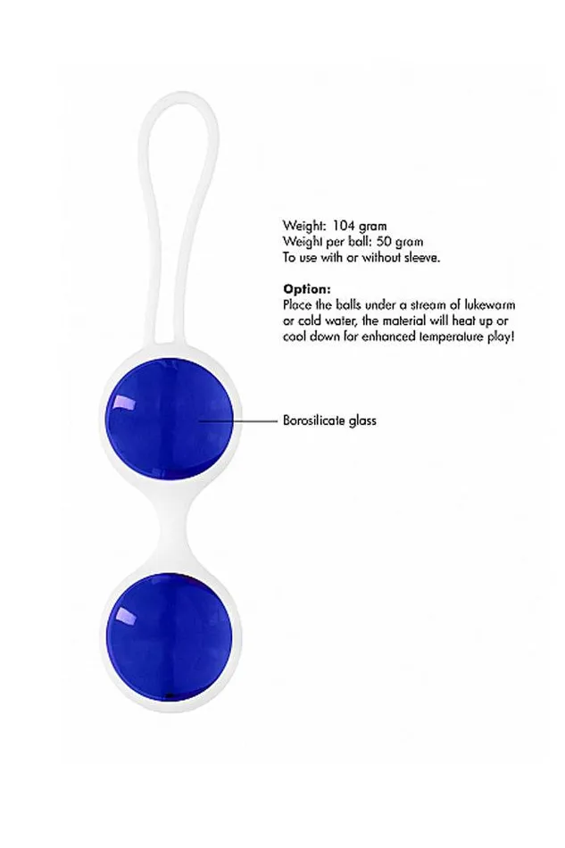 Dildos Shots Toys Chrystalino Glass Ben Wa Balls Blue Assorted Sizes Shots Toys