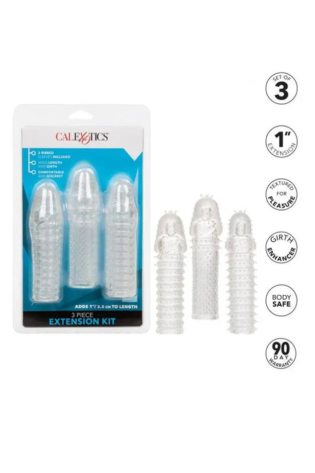 Male Sex Toys Cal Exotics Cal Exotics 3Piece Extension Kit Clear