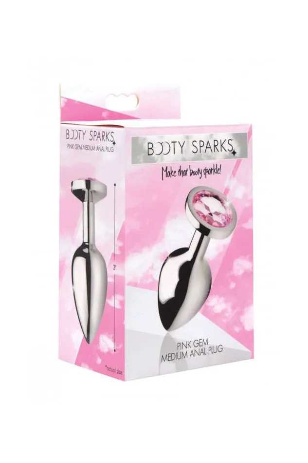 XR Brands Male Sex Toys XR Brands Booty Sparks Pink Gem Anal Plug Medium