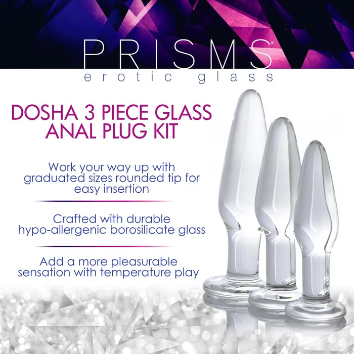 3pc Dosha Glass Anal Plug Kit Prisms Erotic Glass Anal