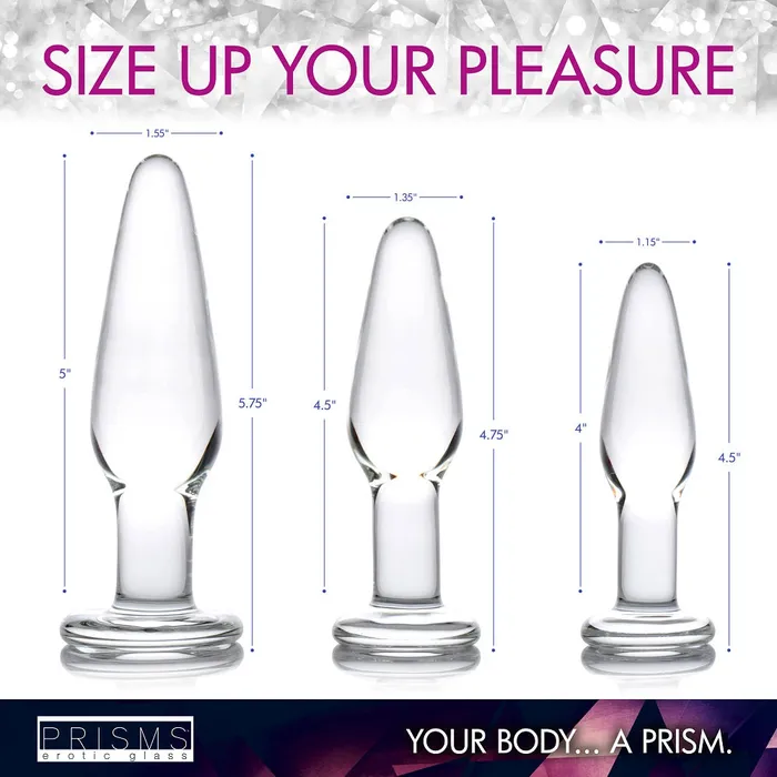3pc Dosha Glass Anal Plug Kit Prisms Erotic Glass Anal