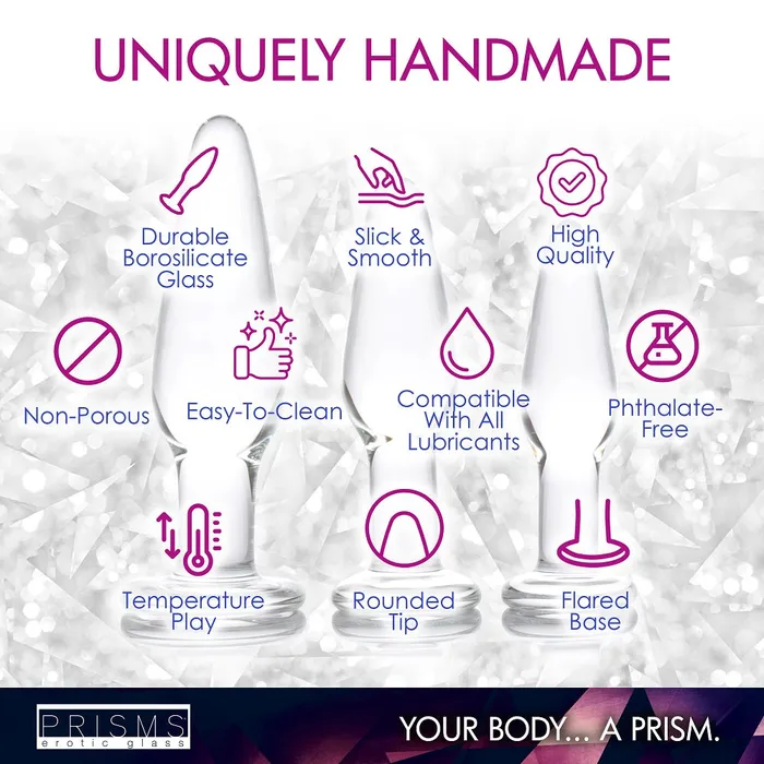 3pc Dosha Glass Anal Plug Kit Prisms Erotic Glass Anal
