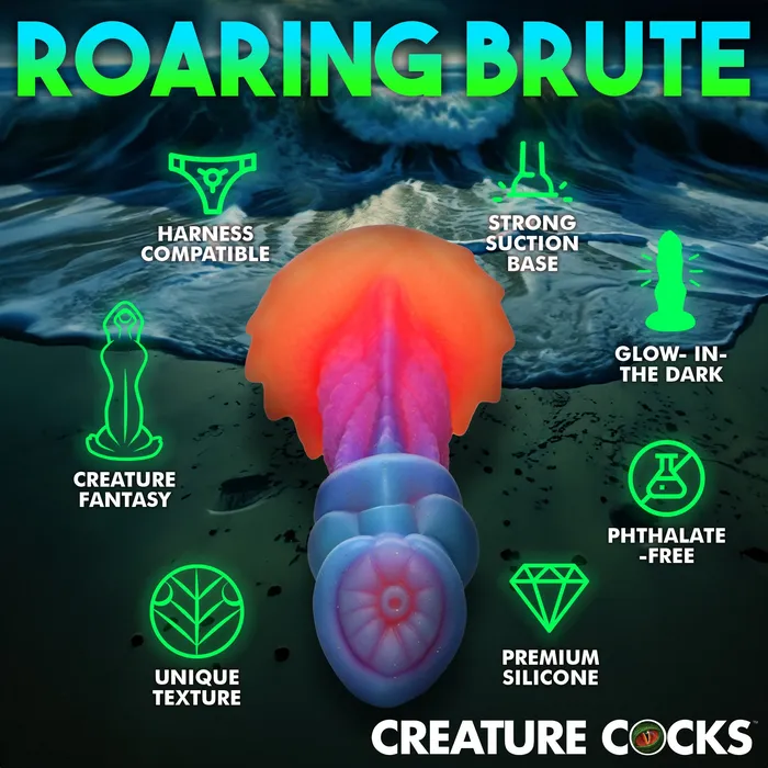 Creature Cocks Dildos AquaCock GlowInTheDark Silicone Dildo