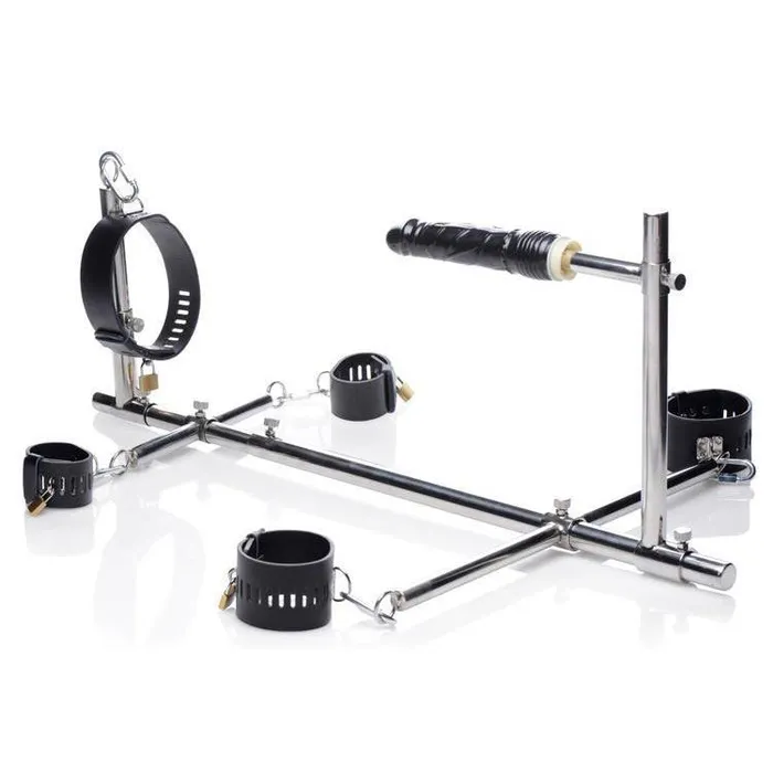 Female Sex Toys Master Series Imprisoned Metal Stockade with Dildo