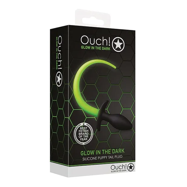 Anal Shots Shots Ouch Puppy Tail Plug Glow in the Dark Black