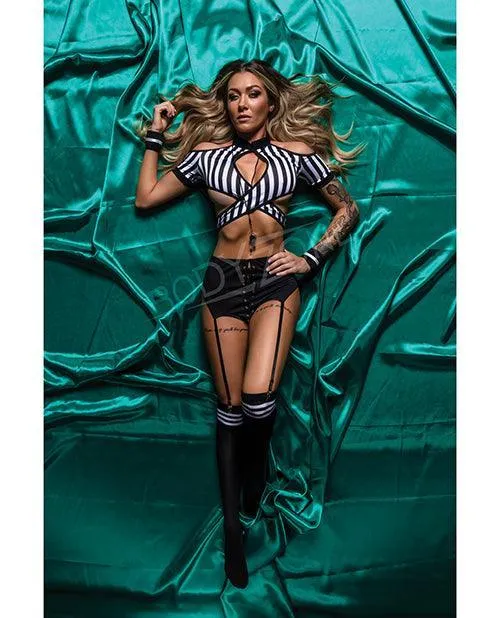 Bodyzone Apparel Role Play Risque Referee 6 Pc Set Blackwhite Anal