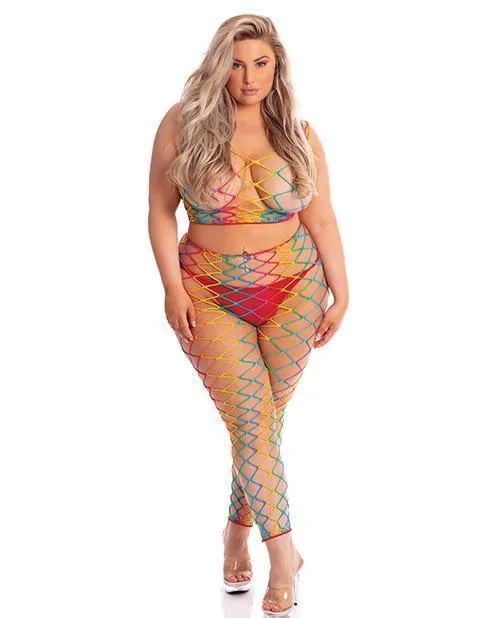 Pink Lipstick Roy G Biv 2 Pc Bodystocking Rainbow Rene Rofe Vibrators