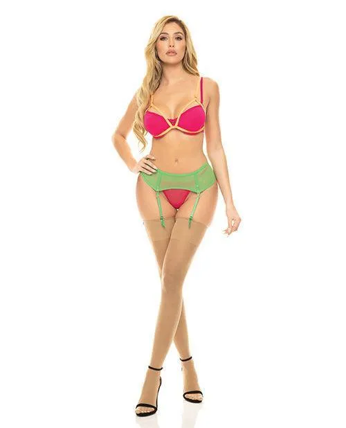 Rene Rofe Vibrators Pink Lipstick Come To Me Bra Garter Belt Gstring