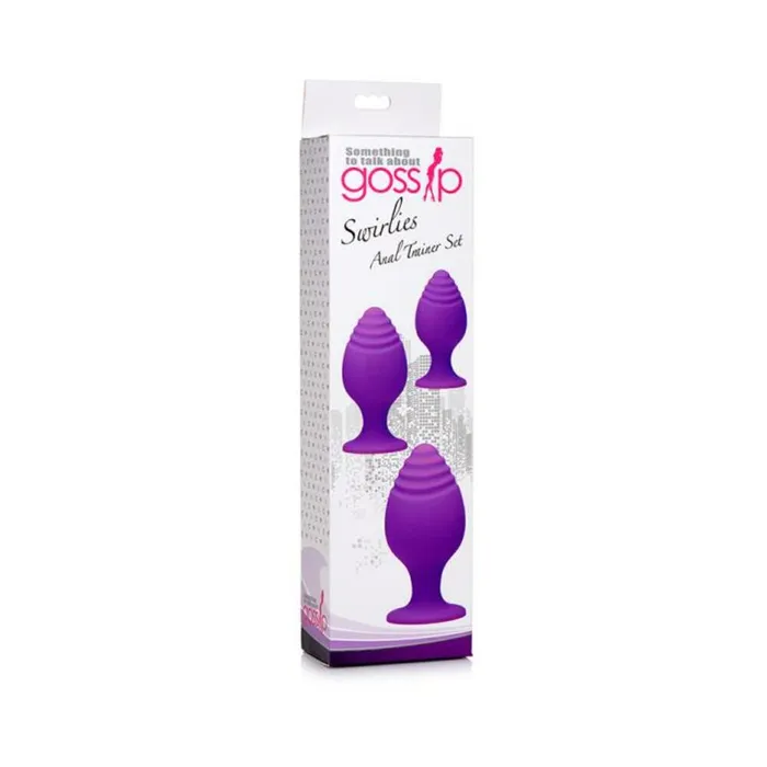 Anal Curve Novelties Gossip Swirlies Anal Plug Trio Set Silicone Violet