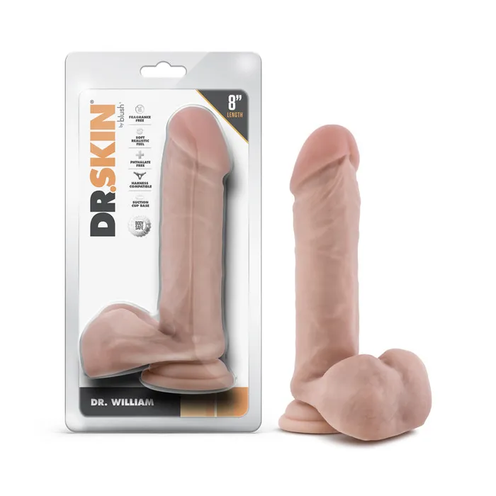 Blush Female Sex Toys Dr Skin Dr William 8 in Dildo with Balls Beige