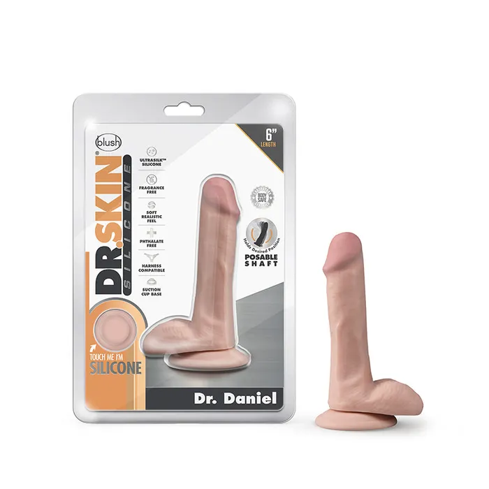 Dildos Blush Blush Dr Skin Silicone Dr Daniel Realistic 6 in Posable Dildo with Balls Suction Cup Beige Dildos Blush Blush Dr Skin Silicone Dr Daniel Realistic 6 in Posable Dildo with Balls Suction Cup Beige